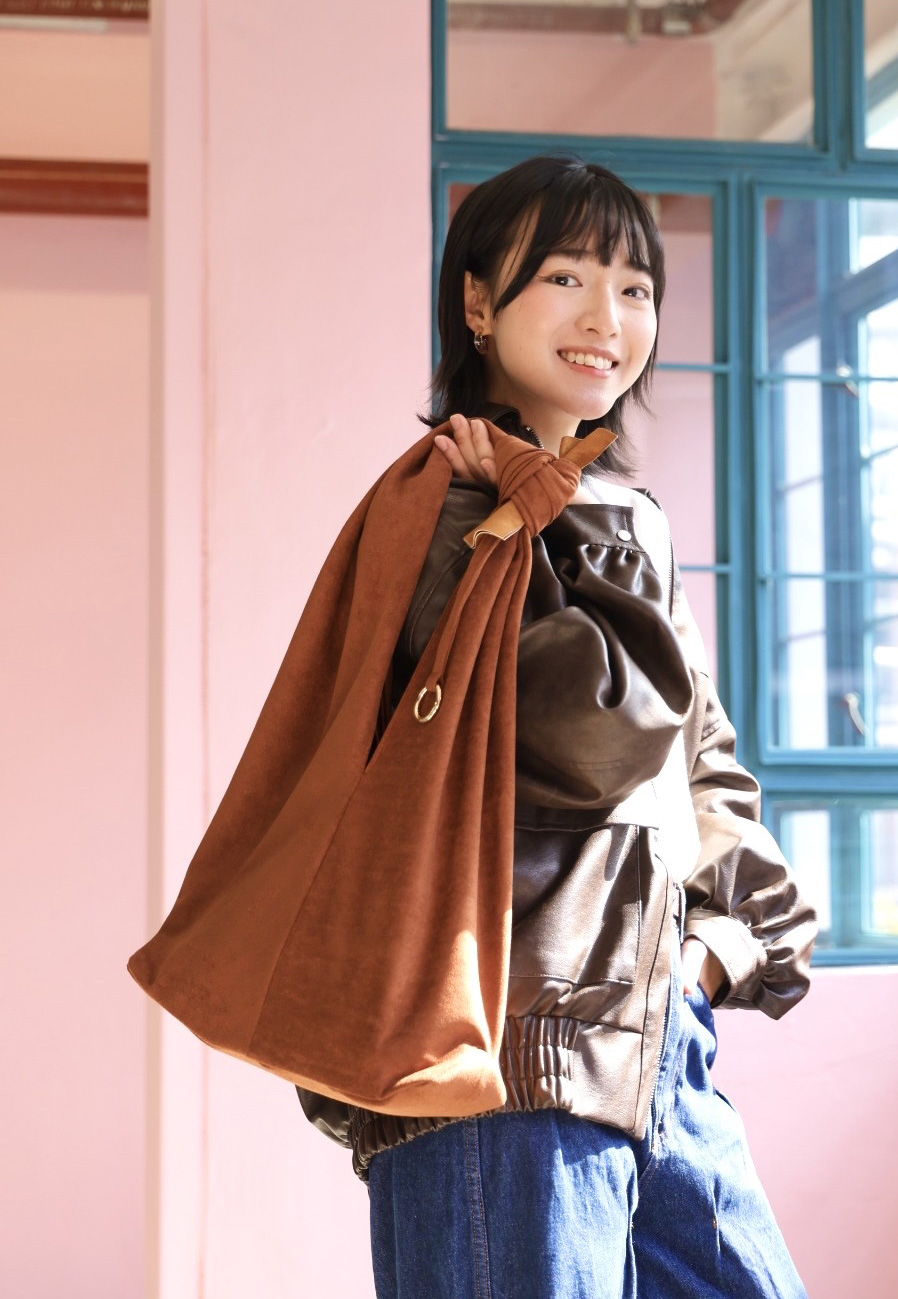 Bella 猄絨布 手挽/上肩袋 焦糖啡