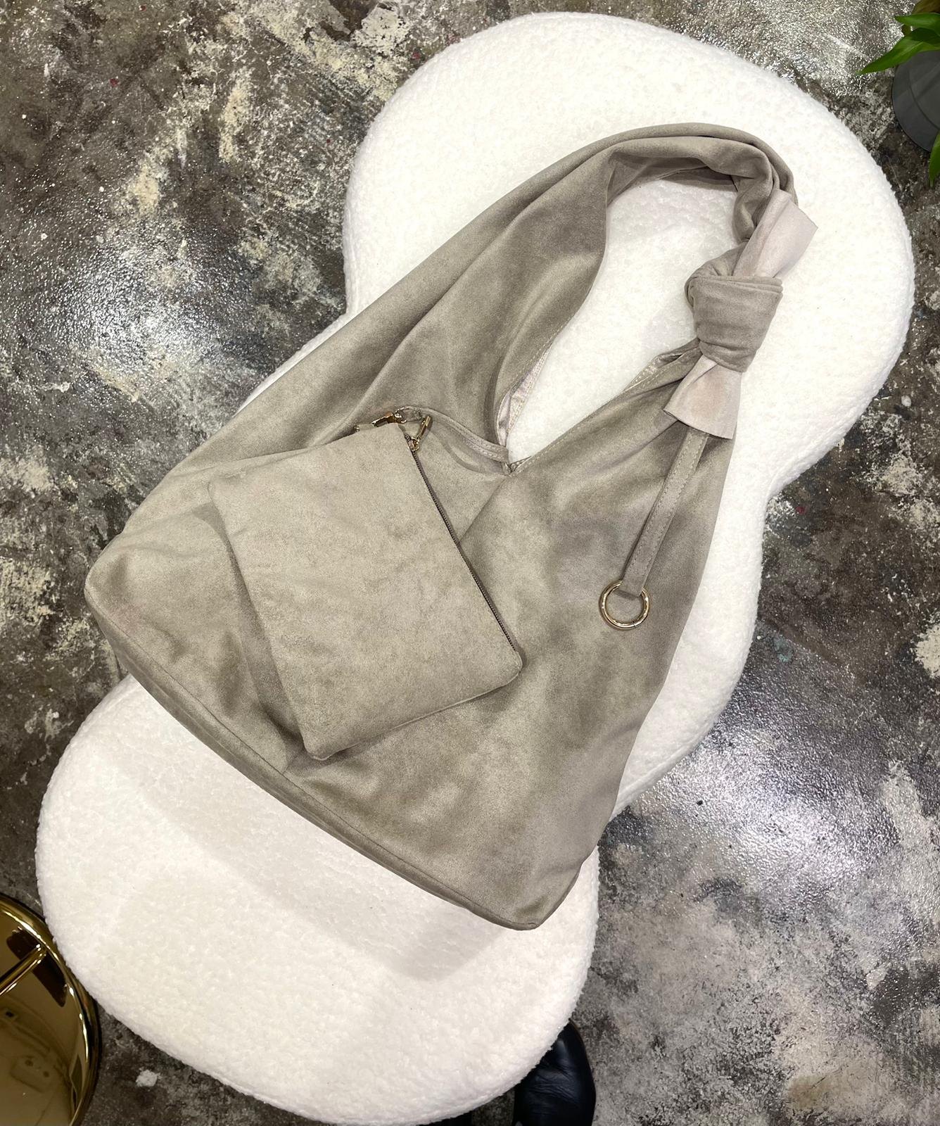 Bella 猄絨布 手挽/上肩袋 灰泥 預購 12月30日  第3批