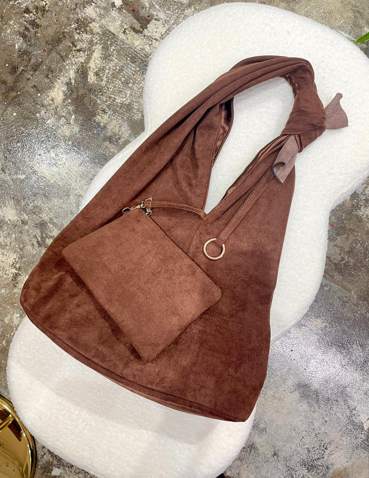 Bella 猄絨布 手挽/上肩袋 朱古力啡 預購 12月30日  第3批